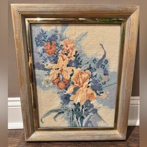 18x14” Vintage Framed Needlepoint/Handmade Embroidery